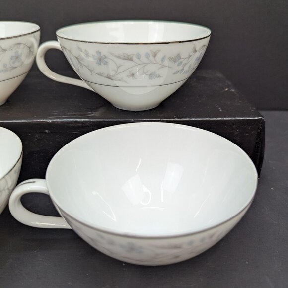 Fine China Japan Fairlawn Pattern 8603 Porcelain Flat 4 Oz Teacup Set of 4 - Picture 7 of 10